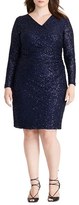 Thumbnail for your product : Lauren Ralph Lauren Plus Size Women's Sequin Lace Surplice Sheath Dress