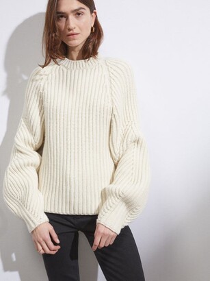 Raey Bell-sleeve Responsible Virgin-wool Blend Sweater - Cream