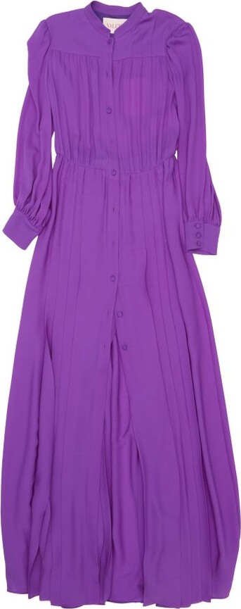 Valentino Gathered Long-Sleeved Georgette Gown
