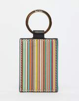 Thumbnail for your product : Paul Smith leather classic stripe keyring in black