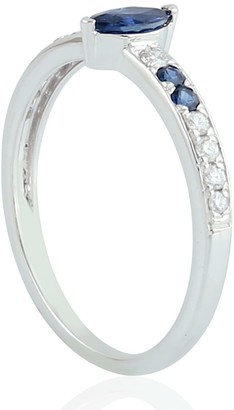 Artisan 18 White Gold Marquise Blue Sapphire Engagement Ring