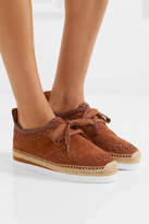 Thumbnail for your product : See by Chloe Leather-trimmed Suede Espadrille Platform Sneakers