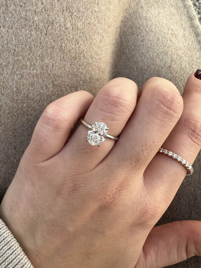 Etsy 1.5Ct Up To 2.5 Carat Oval Solitaire Diamond Ring Igi Certified Lab Grown Diamond 14K/18K Solid Gold Ring 1.5mm Band