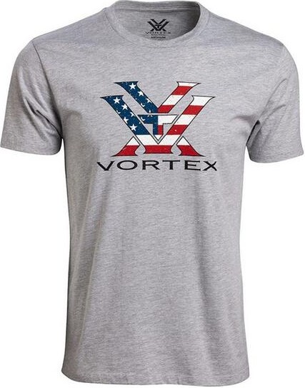 Vortex Men's Stars and Stripes T-Shirt 2XLarge Grey Heather
