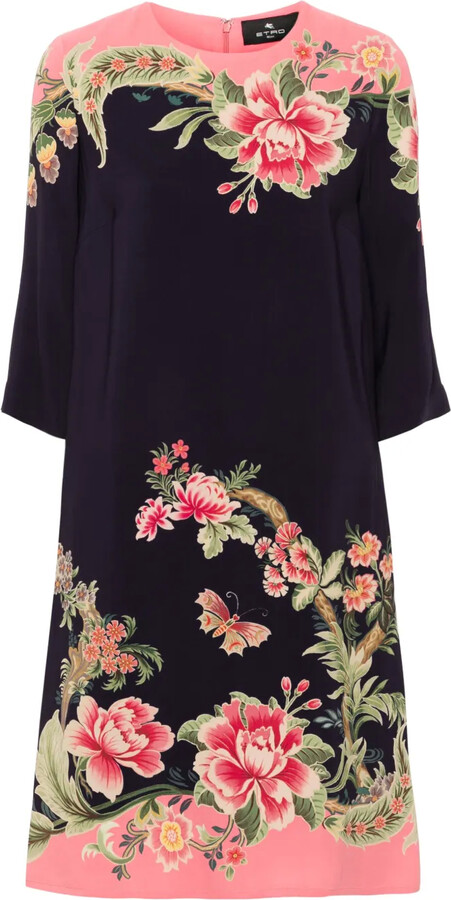Etro Floral-Print Silk Midi Dress