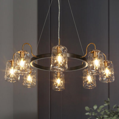 LNC Home 8 - Light Large Dimmable Wagon Wheel Chandelier
