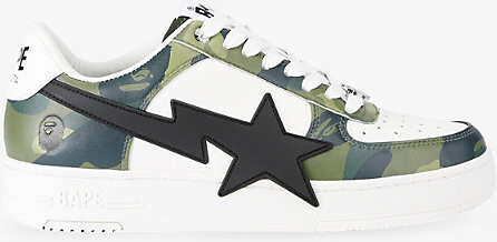 A Bathing Ape Mens Green Bape Sta Os #1 M1 Leather Trainers Eur 44 / 10 Uk Men