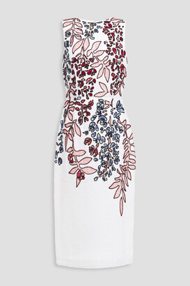 Carolina Herrera Embellished Embroidered Silk-organza Midi Dress