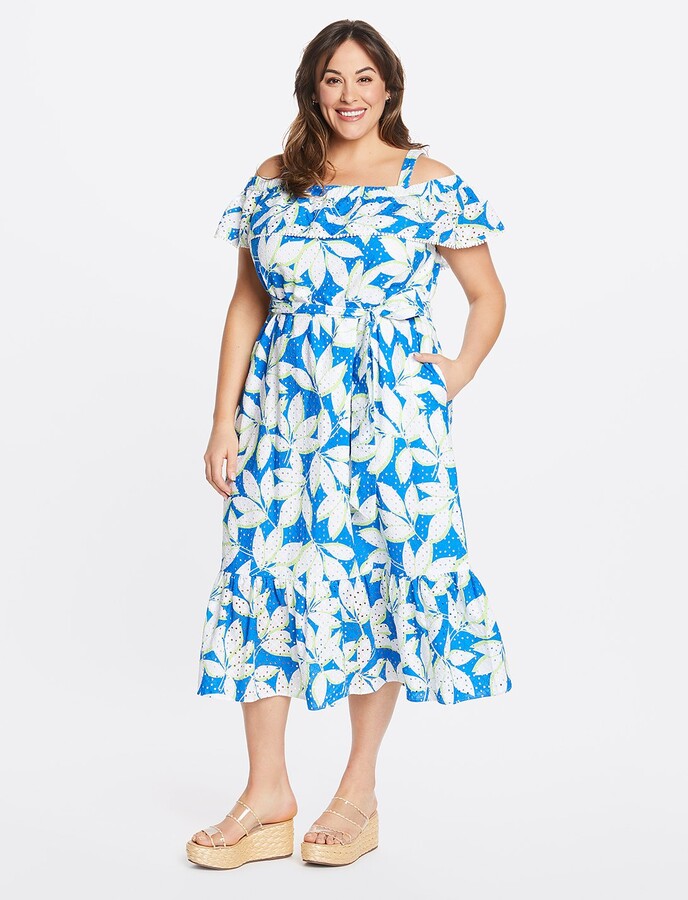 Draper James Eyelet Off The Shoulder Midi Dress ShopStyle