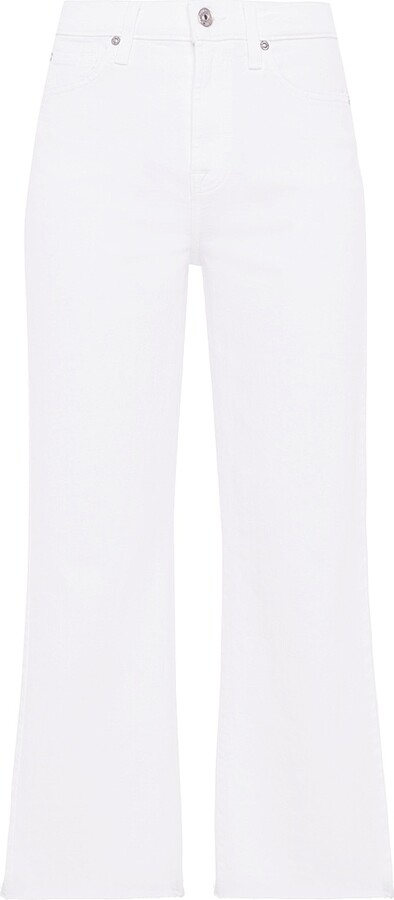 7 For All Mankind Women's Alexa Stretch Crop Jeans - White Cut Hem - Size 23