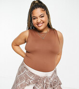 Thumbnail for your product : Threadbare Curve super stretch sleeveless bodysuit in chocolate brown