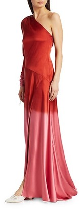 Alejandra Alonso Rojas Dip-Dye Silk One-Shoulder Gown