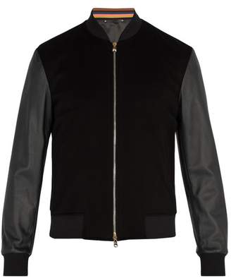 Paul Smith Leather Sleeved Cashmere Bomber Jacket - Mens - Black
