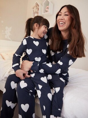 Mini V by Very Toddler Girls Mini Me Heart Pyjama Set - Navy/Cream