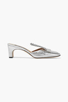 Thumbnail for your product : Sergio Rossi Sr1 Crystal-embellished Metallic Leather Mules