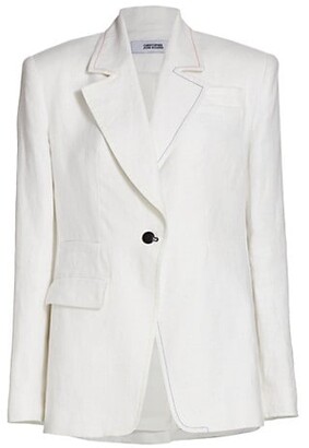 Christopher John Rogers Single-Breasted Relaxed Linen Suit Jacket