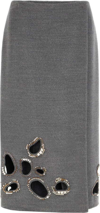 Fabiana Filippi Crystal-Embellished Cut-Out Skirt