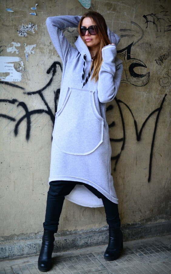 Etsy Cotton Viscose Hooded Dress Plus