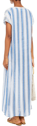 Tory Burch Awning Embroidered Striped Linen Kaftan