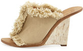 Thumbnail for your product : Chloé Fringe Canvas Cork Slide Wedge