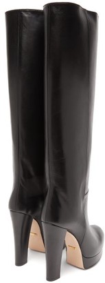 Gucci Britney Platform Leather Knee Boots - Black