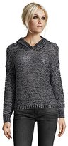 Thumbnail for your product : Wyatt black and gray marled long sleeve hooded hi-low sweater