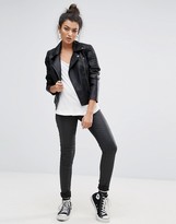 Thumbnail for your product : Noisy May Leather Look Biker Jacket