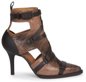 Chloé Tracy Buckle Watersnake Print Leather Ankle Boots