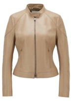 Thumbnail for your product : HUGO BOSS Regular-fit jacket in lamb leather with stand collar