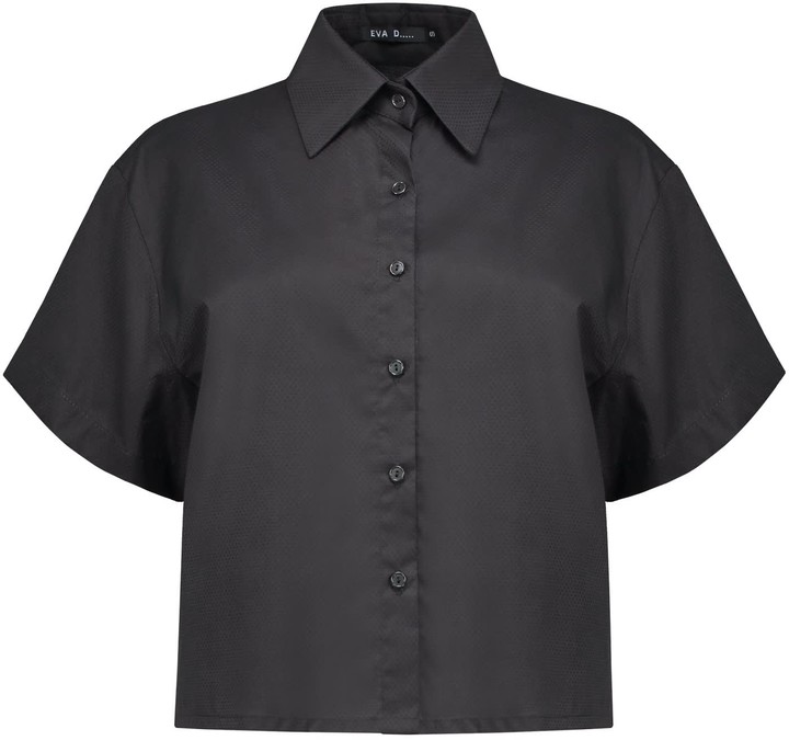 womens black collared work shirt