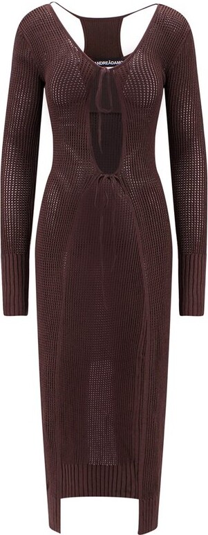 Andrea Adamo Cut-Out Detailed Front-Tied Cardigan