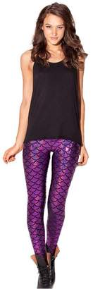 EOCEAN Women's Elasticity Slim Shiny Mermaid Printing Leggings Pantyhose S-4XL (S, )