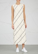 Thumbnail for your product : DKNY Off White Striped Jersey Midi Dress