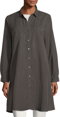 Eileen Fisher Long-Sleeve Button-Front Shirtdress, Plus Size