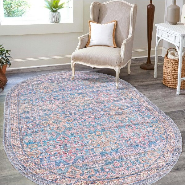 Unique Loom UniqueLoom7'10x10'0NostalgiaBlissMachineWashableAntiqueBlueAreaRug