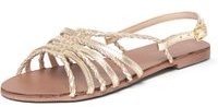 Dorothy Perkins Womens Gold 'Forever' Leather Flat Sandals- Gold