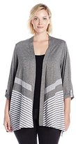 Thumbnail for your product : Alfred Dunner Women's Plus Size Striped Knit Cardigan Sweater