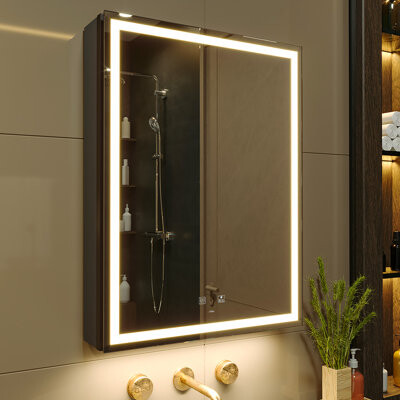 David-Christian LED Lighted Bathroom Medicine Cabinet with Mirror, Defogger, Dimmer, Outlets & USBs