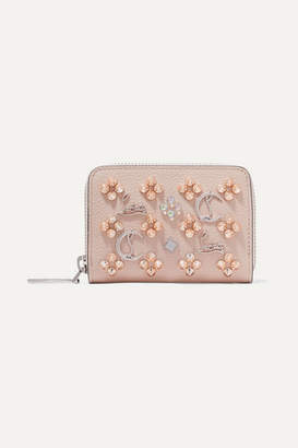 Christian Louboutin Panettone Spiked Textured-leather Wallet - Baby pink