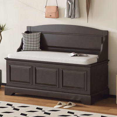 Shoe Storage Bench with Safe Soft-Close Devices and Cushion for Entryway, Hallway, Living Room