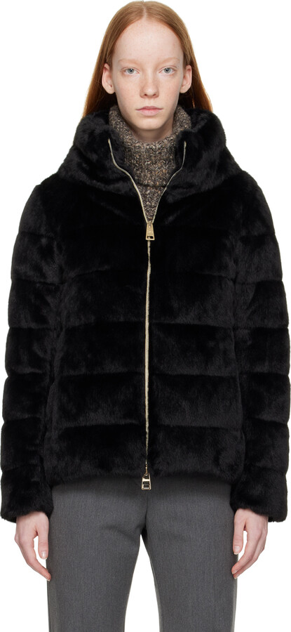 Herno Black Lady Faux-Fur Down Jacket - ShopStyle