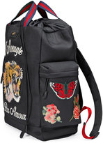 Thumbnail for your product : Gucci Embroidered Drawstring Backpack, Black
