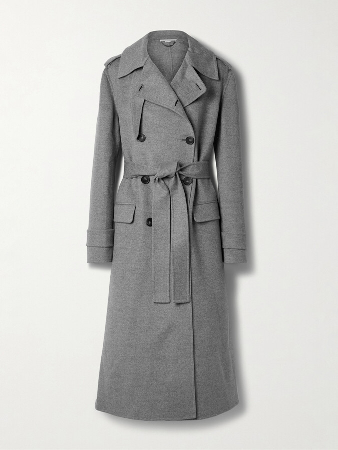 STELLA MCCARTNEY NET SUSTAIN belted double breasted wool felt trench