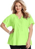 Thumbnail for your product : Charter Club Plus Size Short-Sleeve Embroidered Peasant Top