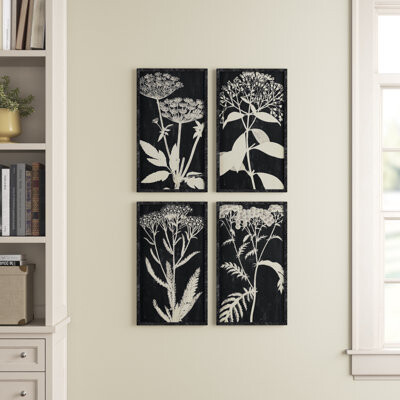 Greyleigh™ Michal Monochrome Queen Annes Lace - 4 Piece Picture Frame Print Set