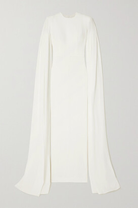 Alex Perry Alder Cape-effect Pleated Satin-crepe Gown - White