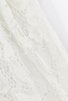 Thumbnail for your product : Sea Lace-paneled Pintucked Cotton-poplin Top - White