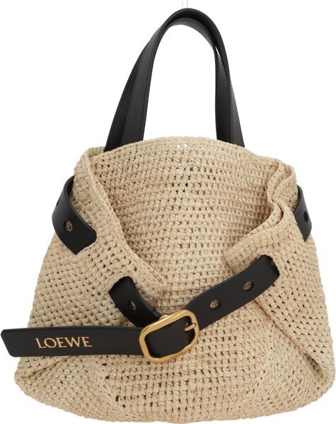 Loewe Buckle Detailed Woven Tote Bag