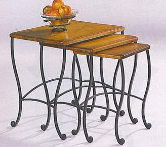 Coaster Home Furnishings 3Pc Traditional Nesting Table Set W/Iron Base In Rustic