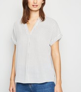 Thumbnail for your product : New Look Stripe Short Sleeve Dip Hem Blouse